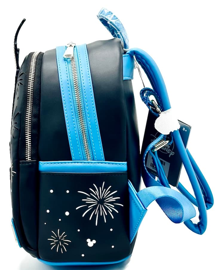  Loungefly Cinderella Castle Light Up Mini Backpack WDW Fireworks Bag Left Side