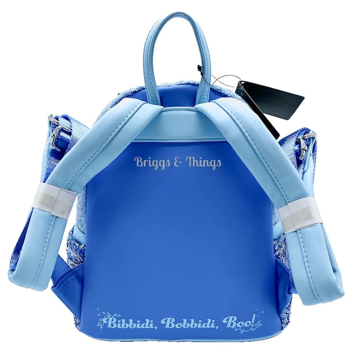 Loungefly Cinderella Sequin Mini Backpack Blue Disney Princess Bag Back