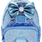 Loungefly Cinderella Sequin Mini Backpack Blue Disney Princess Bag Front Full View