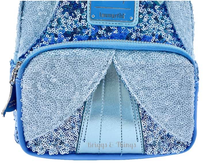 Loungefly Cinderella Sequin Mini Backpack Blue Disney Princess Bag Front Pocket