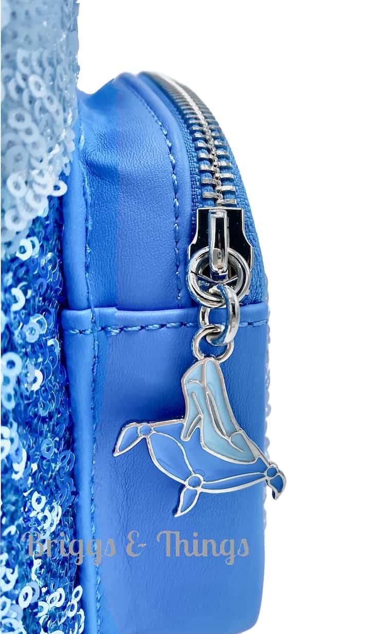 Loungefly Cinderella Sequin Mini Backpack Blue Disney Princess Bag Glass Slipper Keyring
