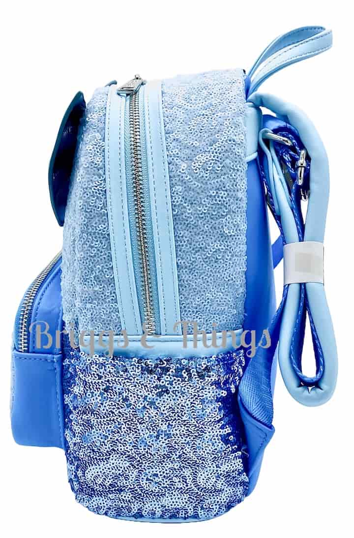 Loungefly Cinderella Sequin Mini Backpack Blue Disney Princess Bag Left Side