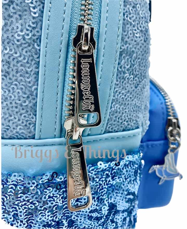 Loungefly Cinderella Sequin Mini Backpack Blue Disney Princess Bag Zips