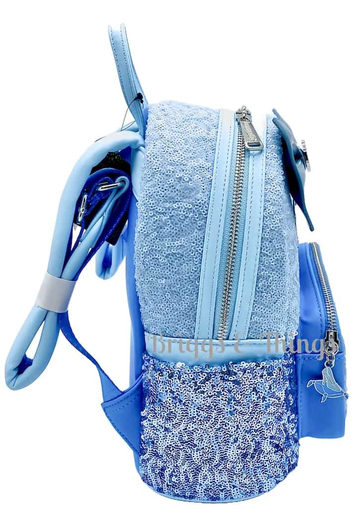 Loungefly Cinderella Sequin Mini Backpack Blue Disney Princess Bag Right Side