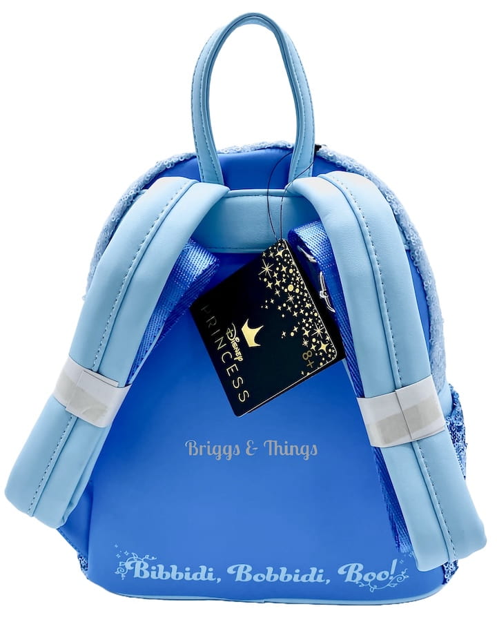 Loungefly Cinderella Sequin Mini Backpack Blue Disney Princess Bag Straps