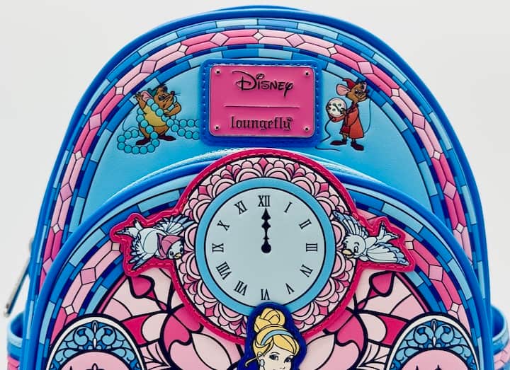 Loungefly Cinderella Stained Glass Portrait Mini Backpack Disney Bag Front Logo