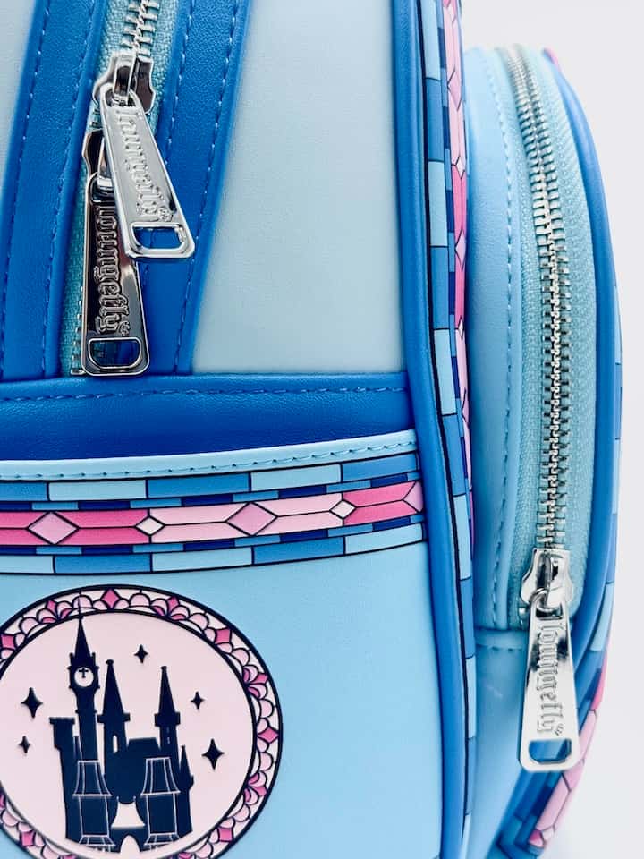 Loungefly Cinderella Stained Glass Portrait Mini Backpack Disney Bag Zips