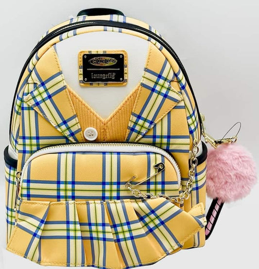 Loungefly Clueless Cher Mini Backpack Yellow Plaid Cosplay Bag Front Full View