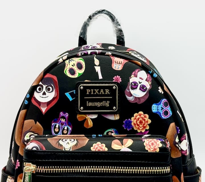 Loungefly Coco AOP Mini Backpack Disney Pixar Bag All Over Print Front Enamel Logo