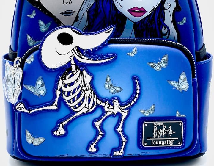 Loungefly Corpse Bride Mini Backpack Victor Emily Scraps Butterfly Bag Front Bottom Pocket