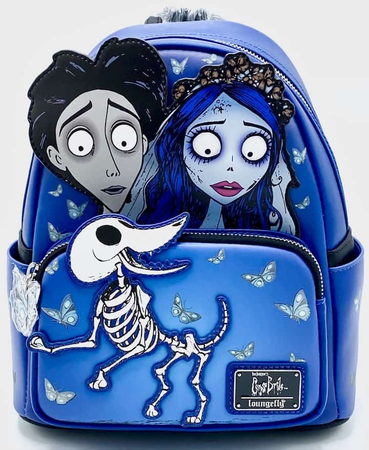 Loungefly Corpse Bride Mini Backpack Victor Emily Scraps Butterfly Bag Front Full View