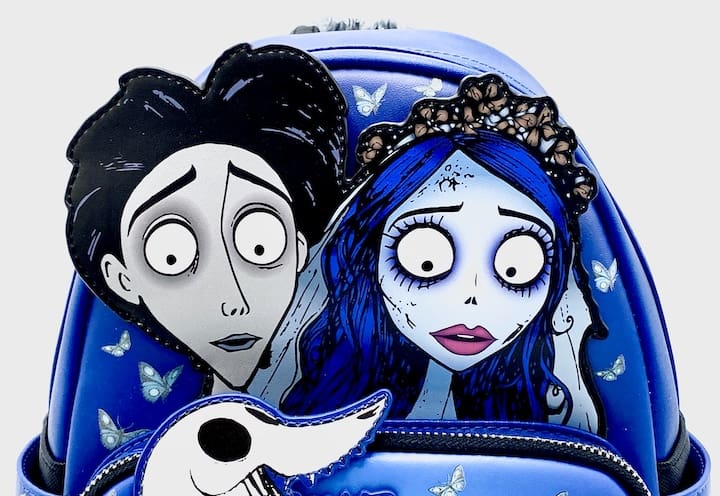 Loungefly Corpse Bride Mini Backpack Victor Emily Scraps Butterfly Bag Front Top Appliques