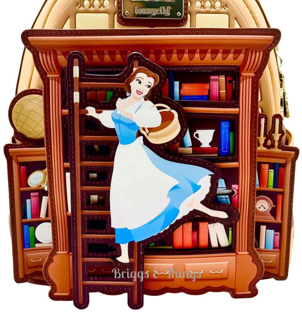 Loungefly D23 Belle Book Shop Mini Backpack Beauty and the Beast Bag Front Bottom