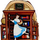 Loungefly D23 Belle Book Shop Mini Backpack Beauty and the Beast Bag Front Full View Applique Left