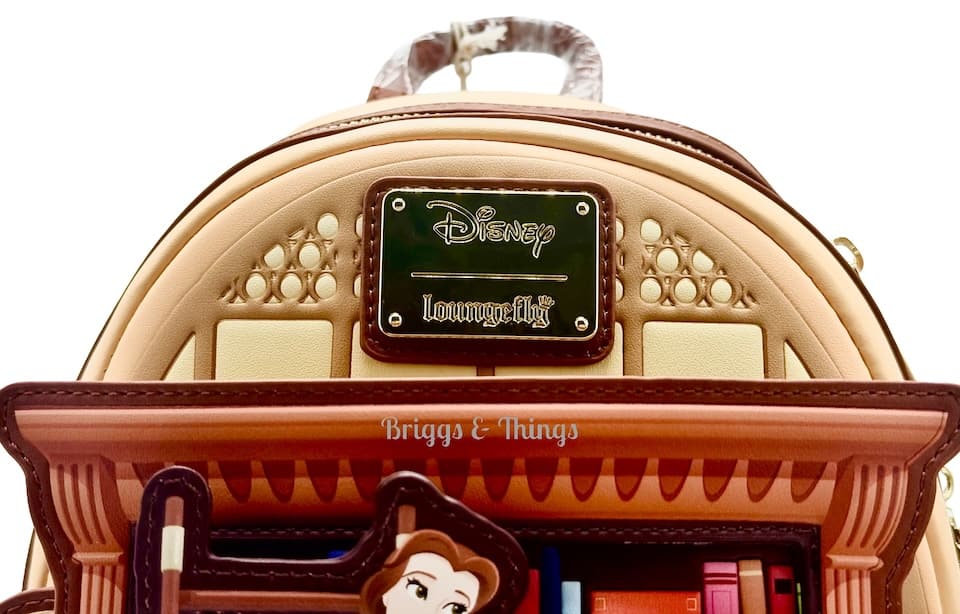 Loungefly D23 Belle Book Shop Mini Backpack Beauty and the Beast Bag Front Top