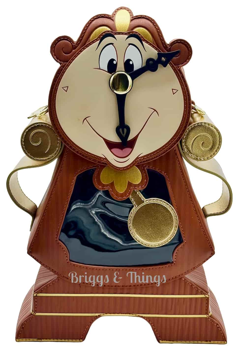 Loungefly D23 Cogsworth Figural Crossbody Bag Beauty and the Beast Front Full View Stance 2