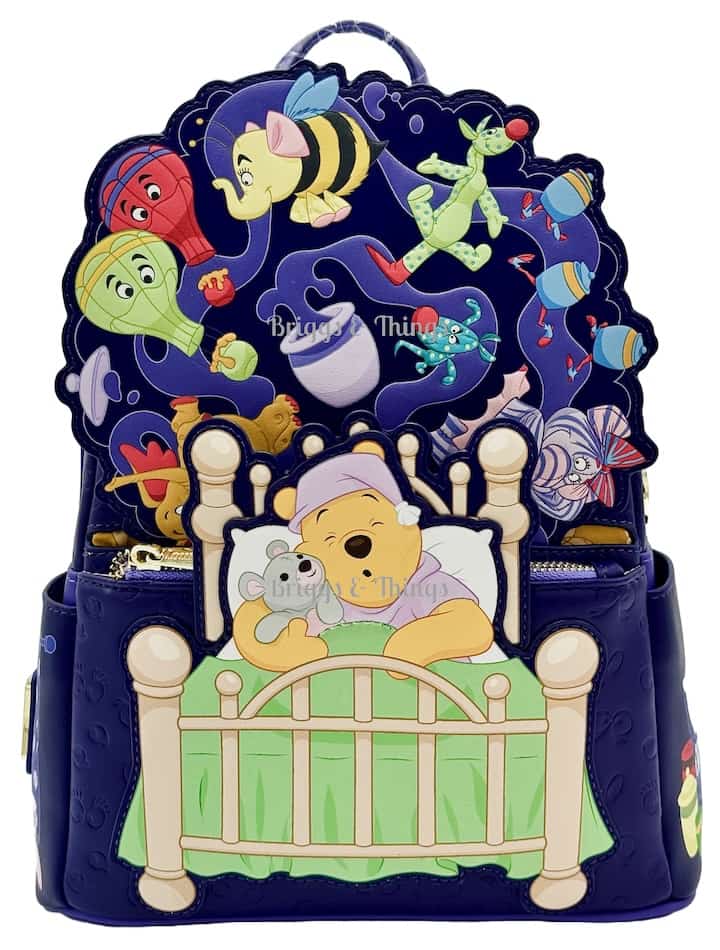 Loungefly D23 Winnie the Pooh Mini Backpack Heffalumps Bag Front Full View Spin Down