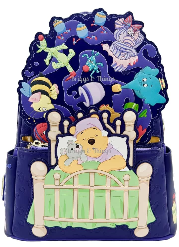 Loungefly D23 Winnie the Pooh Mini Backpack Heffalumps Bag Front Full View Spin Left