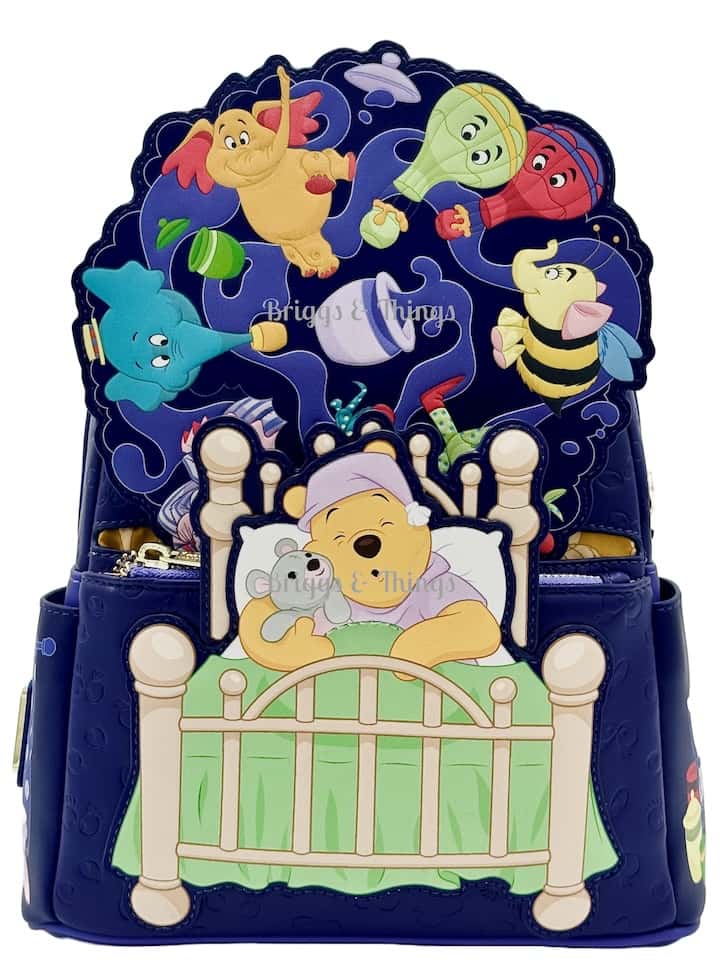 Loungefly D23 Winnie the Pooh Mini Backpack Heffalumps Bag Front Full View Spin Right