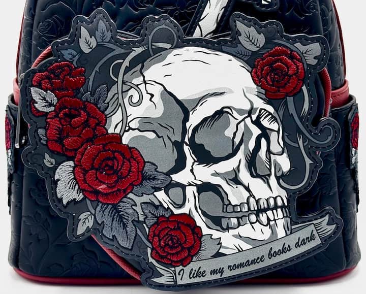 Loungefly Dark Romance Mini Backpack Books A Million Roses Skull Bag Front Bottom