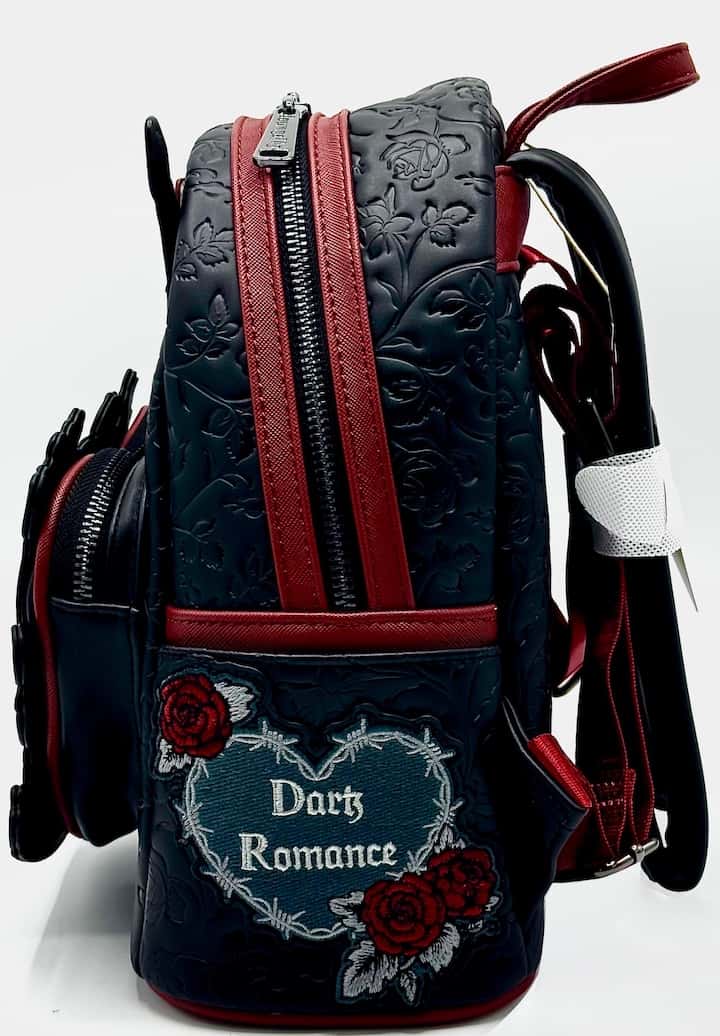 Loungefly Dark Romance Mini Backpack Books A Million Roses Skull Bag Left Side