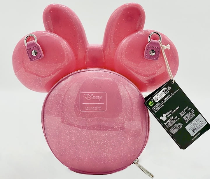 Loungefly Disney 100 Minnie Mouse Pink Glitter Figural Crossbody Bag Back