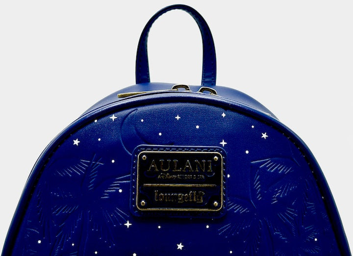 Loungefly Disney Aulani Resort Mickey Minnie Fire Pit Mini Backpack Front Enamel Logo