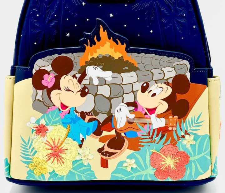 Loungefly Disney Aulani Resort Mickey Minnie Fire Pit Mini Backpack Front Pocket
