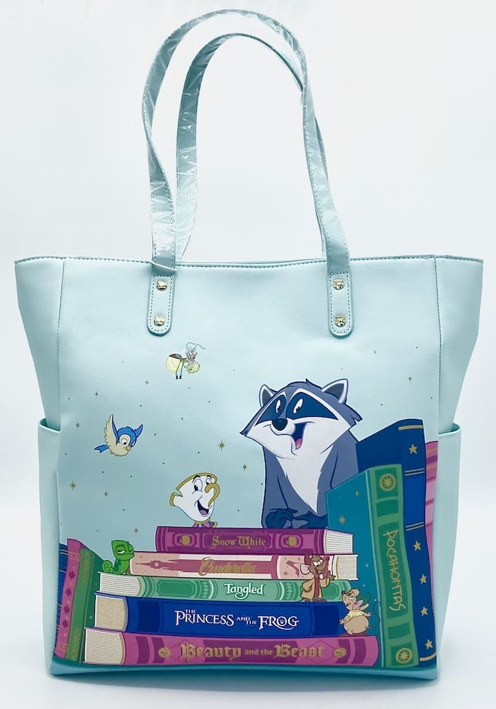 Loungefly Disney Books Collection Tote Bag Princess Sidekick Shopper Front Full View Without Tag