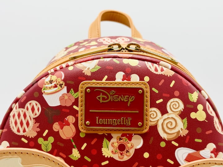 Loungefly Disney Fall Sweet Treats Mini Backpack Cinnamon Roll Bag Front Logo