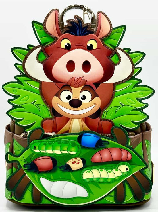 Loungefly Disney Lion King Mini Backpack Timon Pumbaa Grubs Bag Front Full View