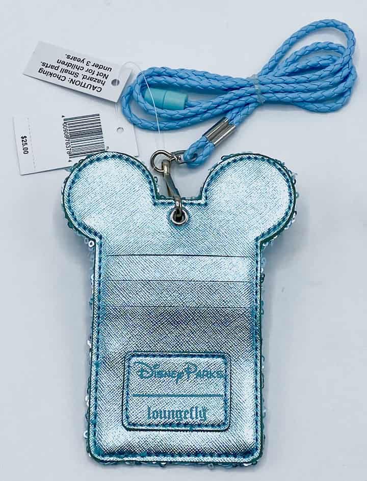 Loungefly Disney Parks Arendelle Aqua Lanyard Frozen Blue Sequin Back