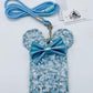 Loungefly Disney Parks Arendelle Aqua Lanyard Frozen Blue Sequin Front