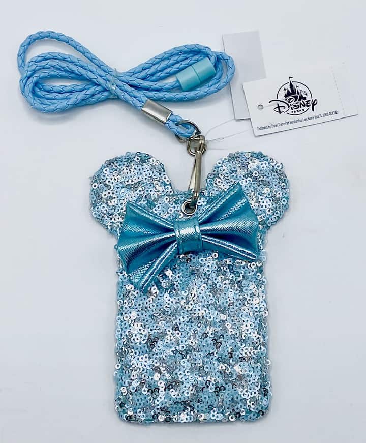 Loungefly Disney Parks Arendelle Aqua Lanyard Frozen Blue Sequin Front