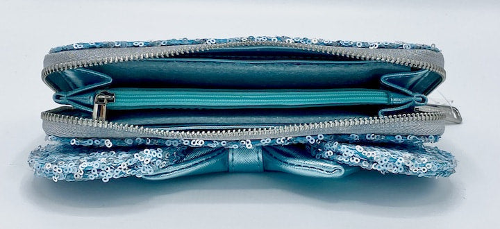 Loungefly Disney Parks Arendelle Aqua Wallet Frozen Blue Sequin Purse Inside
