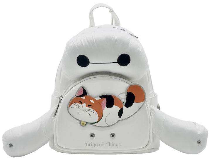 Loungefly Disney Parks Baymax Mochi Mini Backpack Big Hero 6 Front Full View Open