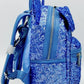 Loungefly Disney Parks Blue Hydrangea Sequin Mini Backpack Bag Right Side