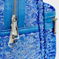 Loungefly Disney Parks Blue Hydrangea Sequin Mini Backpack Bag Zips