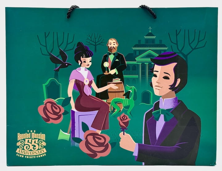 Loungefly Disney Parks Club 33 Haunted Mansion Mini Backpack Bag Paper Bag Front Without Rope