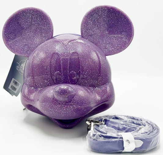 Loungefly Disney Parks Mickey Mouse Moulded Glitter Figural Crossbody Front With Strap