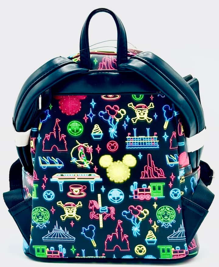 Loungefly Disney Parks Neon Mini Backpack Park Life Attraction Icons Back