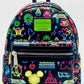 Loungefly Disney Parks Neon Mini Backpack Park Life Attraction Icons Front Full Size