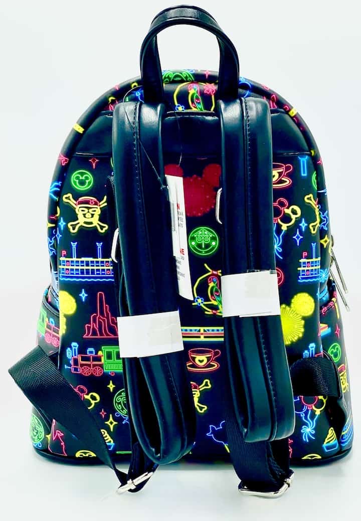Loungefly Disney Parks Neon Mini Backpack Park Life Attraction Icons Straps