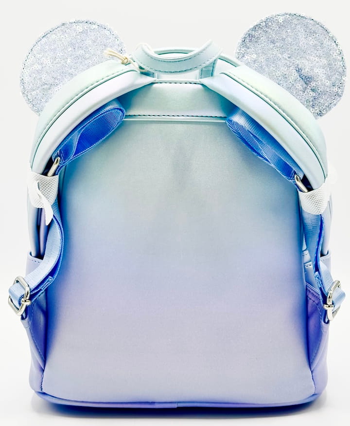 Loungefly Disney Parks Winter Blue Sequin Mini Backpack Bag Back