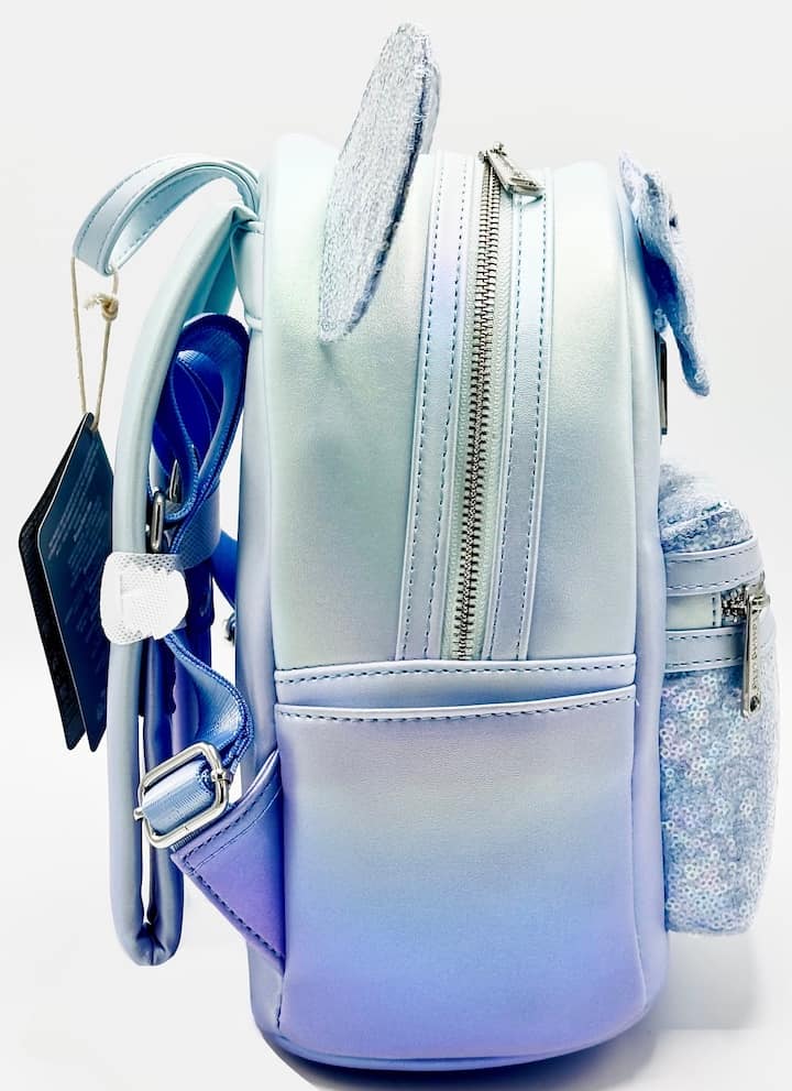 Loungefly Disney Parks Winter Blue Sequin Mini Backpack Bag Right Side