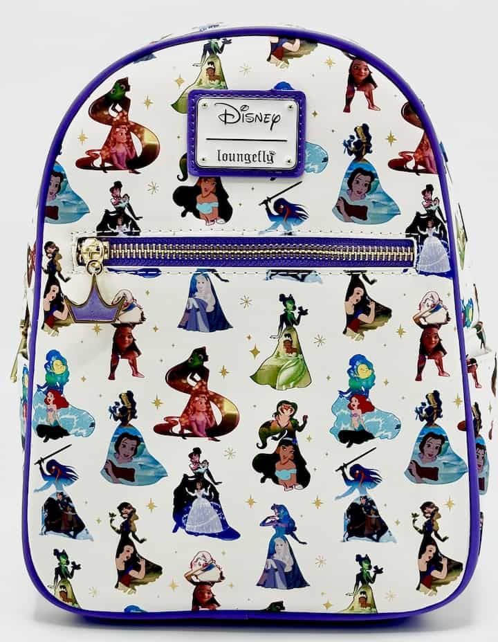 Loungefly Disney Princess Dress Mini Backpack AOP Scenes Bag Front Full View