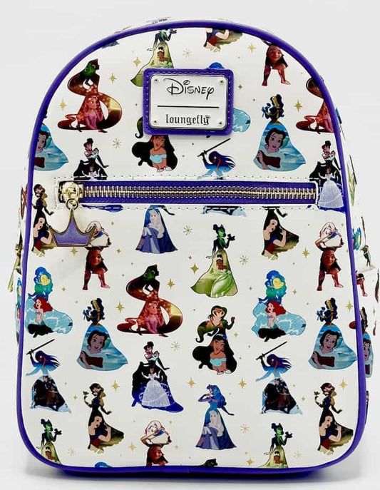 Loungefly Disney Princess Dress Mini Backpack AOP Scenes Bag Front Full View