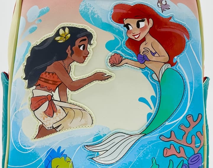 Loungefly Disney Princess Moana Ariel Mini Backpack Little Mermaid Bag Front Middle