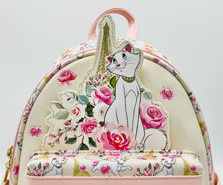 Loungefly Duchess in Paris Floral Mini Backpack Disney Aristocats Bag Front Applique