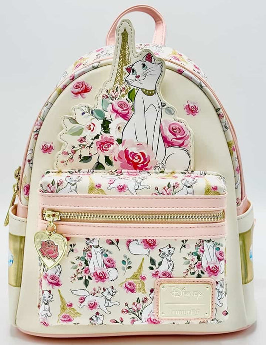 Loungefly Duchess in Paris Floral Mini Backpack Disney Aristocats Bag Front Full View